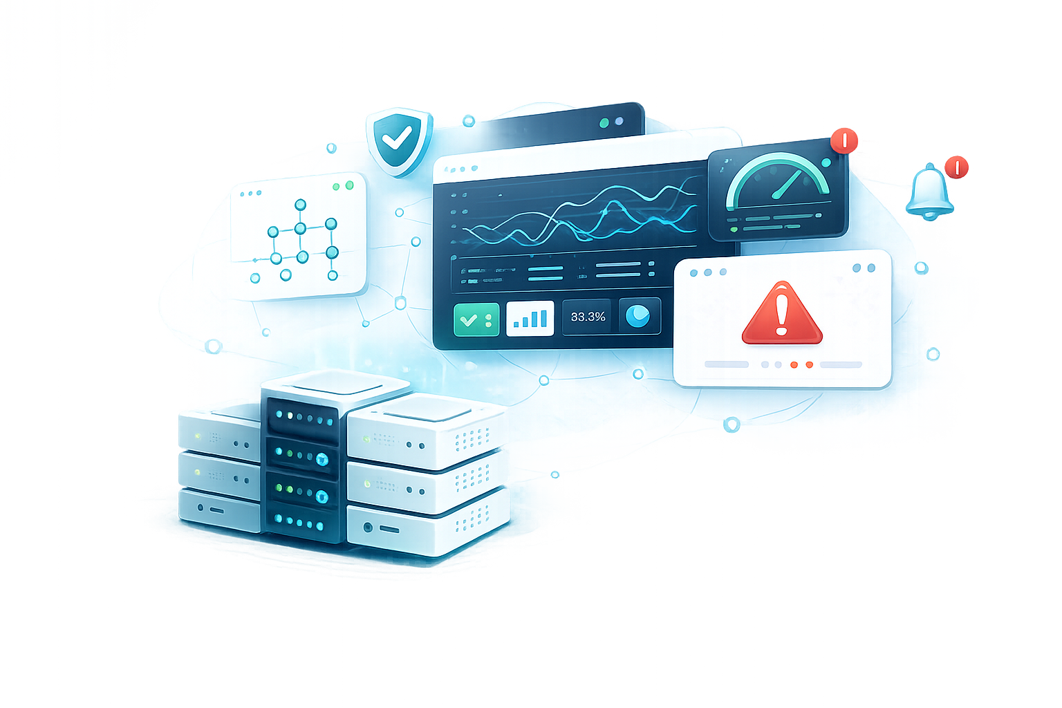Infrastructure monitoring dashboard with uptime and alerts.